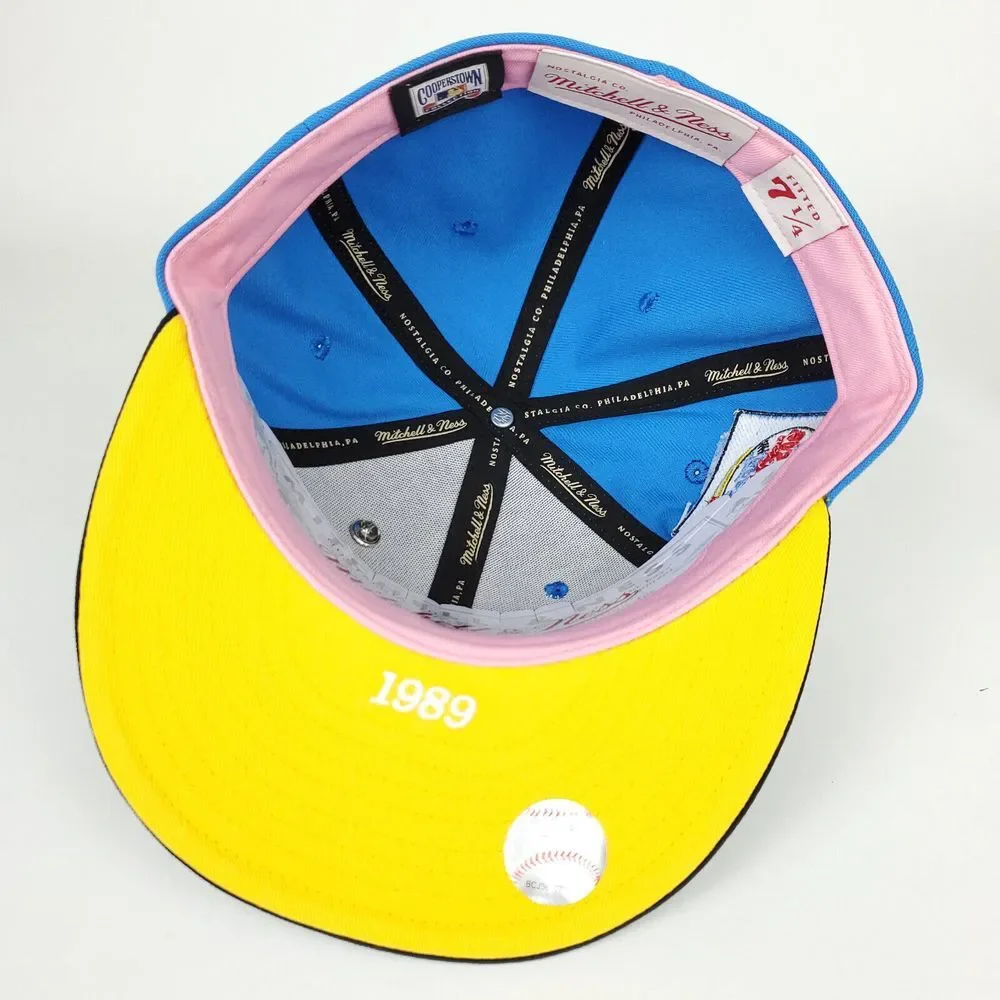 NY Yankees Mitchell & Ness MLB Fitted 7 1/4 Flatbill Hat‎ Cap 3D Logo Blue NWT